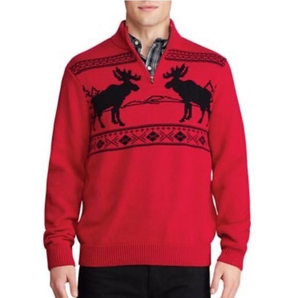 Chaps Other - 🎁🎄NWT CHAPS 1/4 ZIP COTTON MOOSE SWEATER Mens 2X